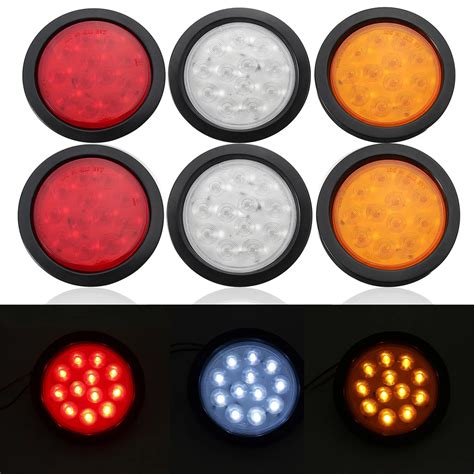 2x Led Trailer Round Rear Tail Lights For Trailers For Trucks Warning Lights Brake Stop Signal ...