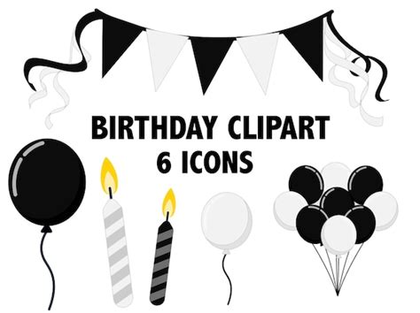 Happy Birthday Banner Clip Art Black And White