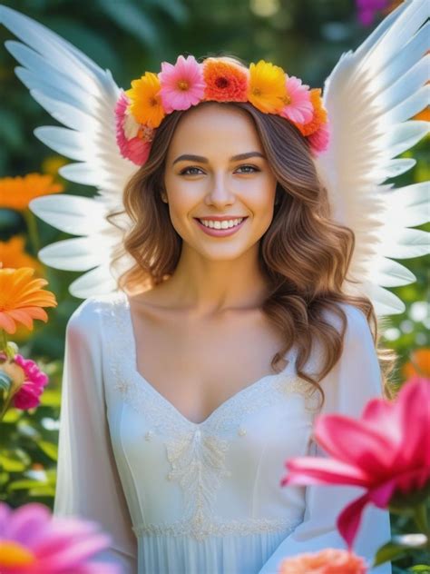 Young Angel Woman in a Botanical Garden | Pincel