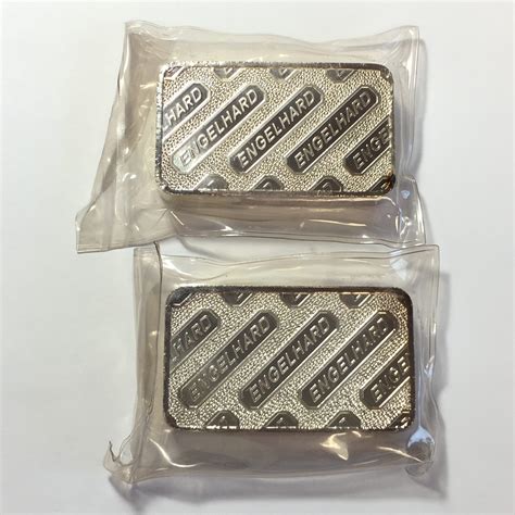 VINTAGE 10 OZ SILVER CONSECUTIVE ENGELHARD BARS "C" SMOOTH PEBBLE FINISH SEALED!