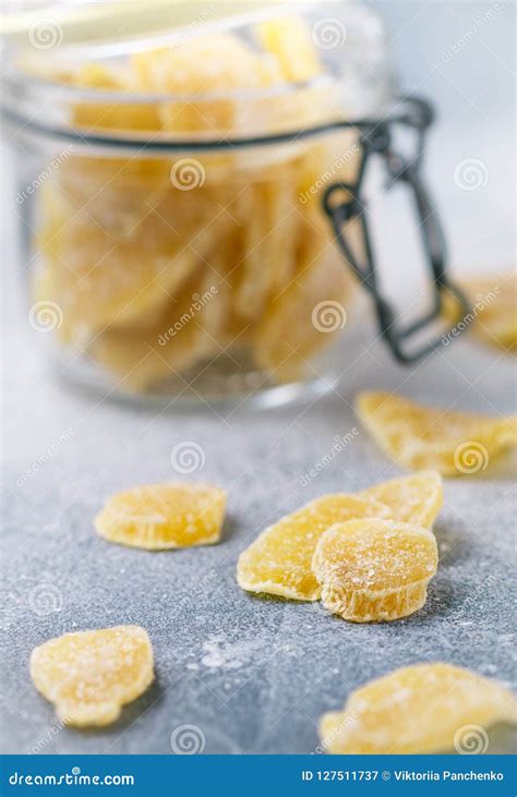 Candied Ginger Slices. Sweet Spicy Treat for Tea Stock Image - Image of caramelized, sugared ...