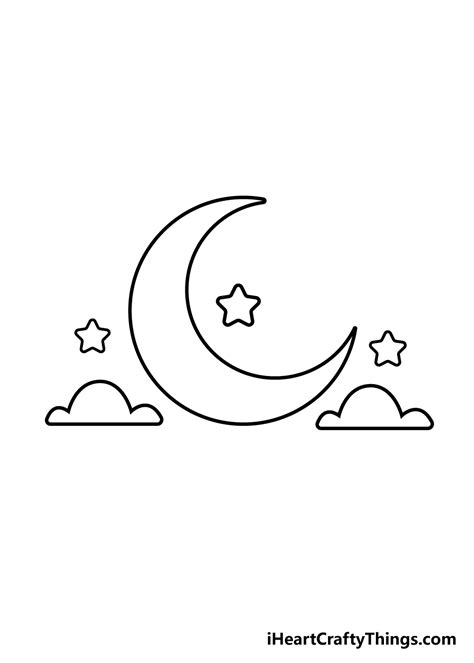 Moon Drawing - How To Draw A Moon Step By Step