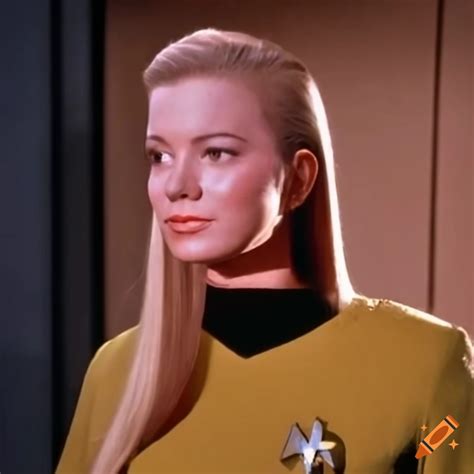 William shatner as female captain kirk in star trek uniform on Craiyon