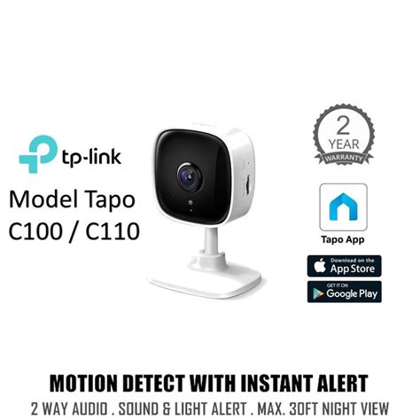 TP-Link Tapo C100 / C110 1080P Full HD Wireless WiFi Smart Security Su ...