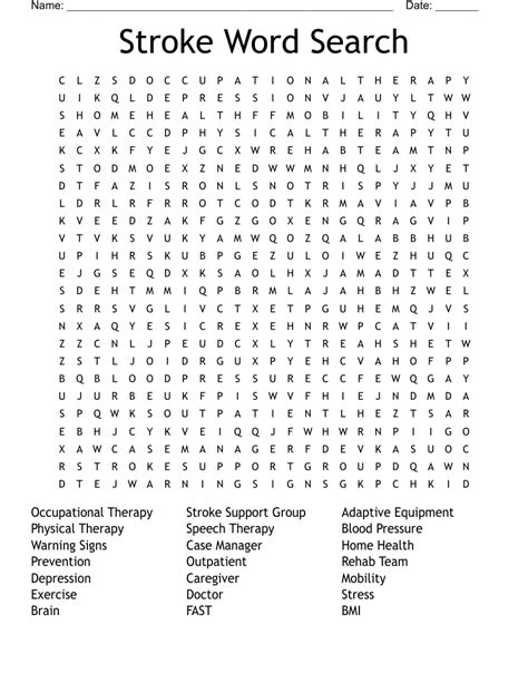 Stroke Word Search Puzzle