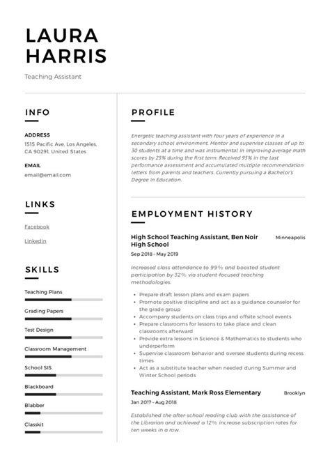 24 Teaching Assistant Resume PDFs | 2024