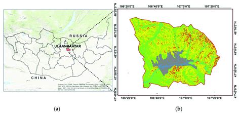 Map of the study area. (a) Location of Ulaanbaatar city; (b) area ...