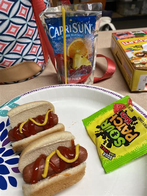 I bought my 25 year old self this mini hot dog lunchable. For some ...