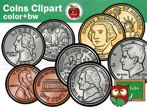 Coins USA cents clipart realistic-Money graphics-Count math clip art ...