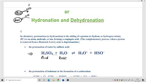 Protonation and Deprotonation or Hydronation and Dehydronation - YouTube