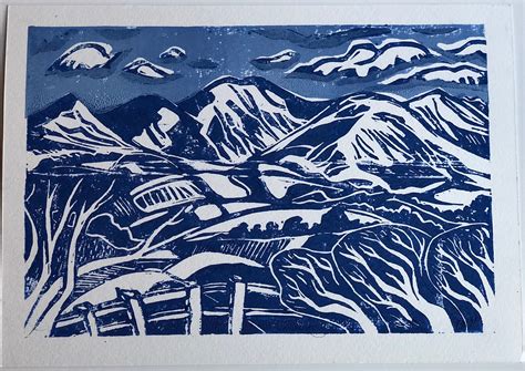 The Galtees Blue Sky Linocut Print Lino Print Print Art | Etsy