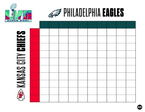 Printable Super Bowl Squares Grid Office Pool & How Does It Work? Eagles Vs Chiefs 2023