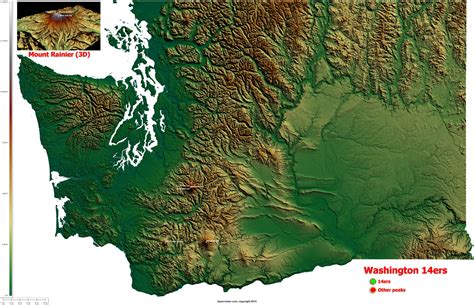 Beautiful Washington State Topographic Map Concept - World Map Colored ...