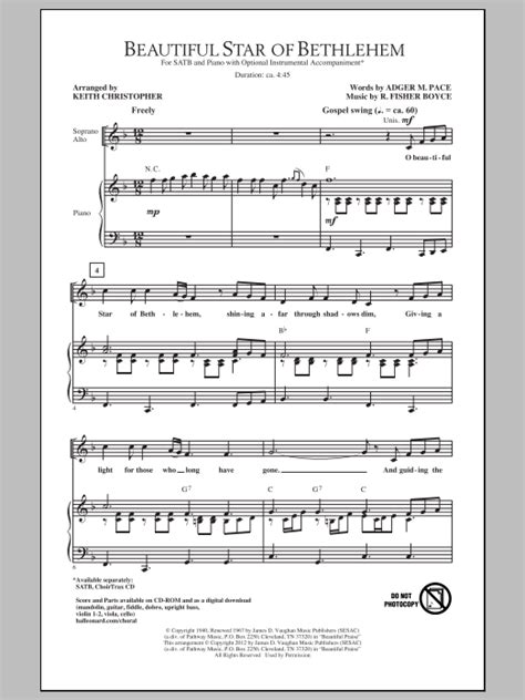 Beautiful Star Of Bethlehem Choral SATB sheet music by by Keith ...