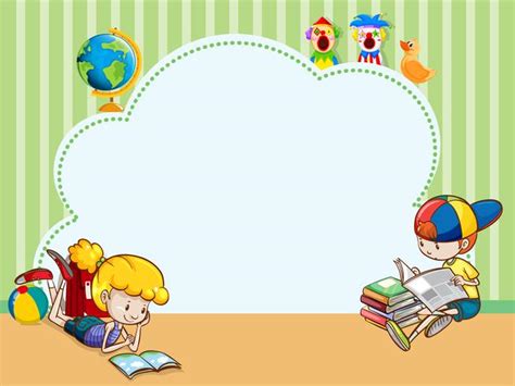 Border template with kids reading books 448635 Vector Art at Vecteezy