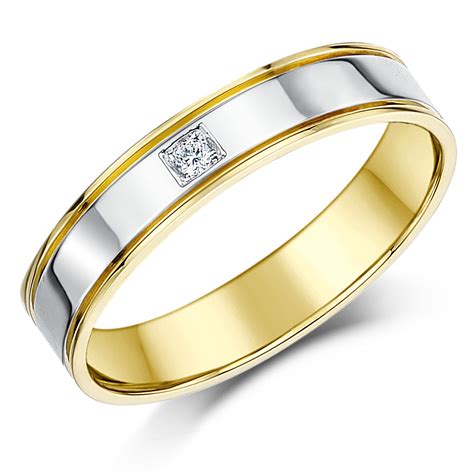 4mm 9ct Two Colour Gold Court Shape Diamond Wedding Ring - Two Colour at Elma UK Jewellery