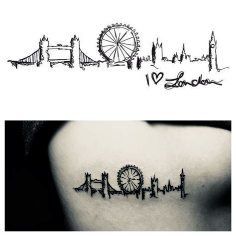 London Skyline Silhouette Tattoo