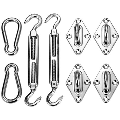 Allieroo Shade Sail Hardware Kit for Rectangle and Square Sun Shade Sail Installation 8 Inches ...