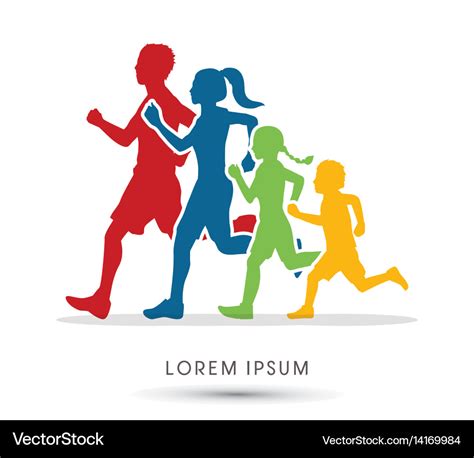 Family running silhouettes Royalty Free Vector Image