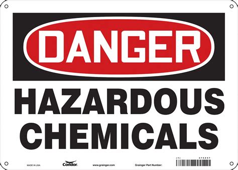 CONDOR Chemical Sign, Sign Format Traditional OSHA, Hazardous Chemicals, Sign Header Danger ...