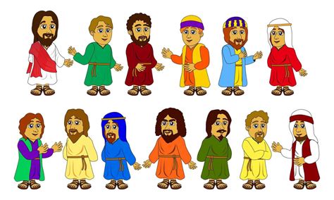 Cartoon characters of Jesus and disciples, great for children's Bible ...