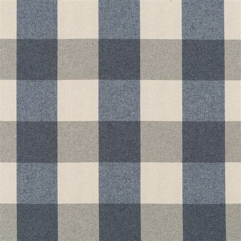 Navy Blue Plaid Wool Upholstery Fabric Modern Blue Taupe