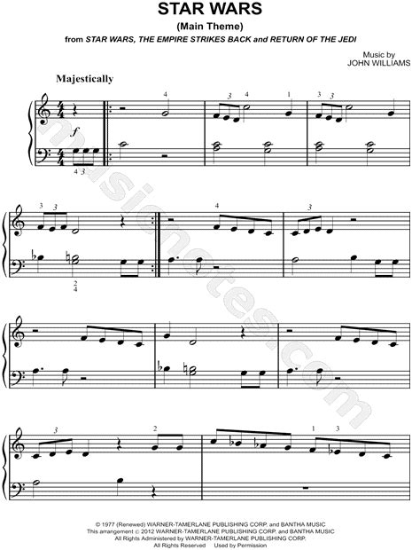 "Star Wars (Main Theme)" from 'Star Wars' Sheet Music (Easy Piano ...