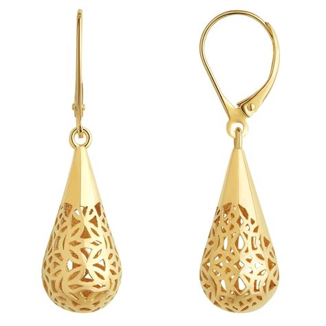 9ct Yellow Gold Teardrop Drop Earrings | Pravins Jewellers
