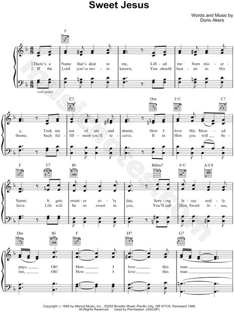 Bill & Gloria Gaither "Sweet Jesus" Sheet Music in F Major - Download & Print - SKU: MN0080337