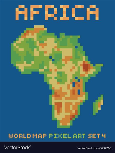 Pixel art style of africa physical world map Vector Image
