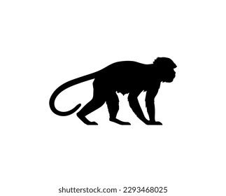 Monkey Silhouette Vector Monkey Black White Stock Vector (Royalty Free ...