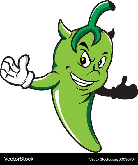 Green chili devil cartoon Royalty Free Vector Image