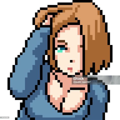 Vector Pixel Art Anime Girl Isolated Cartoon - Arte vetorial de stock e ...