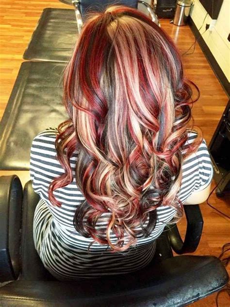 Images Of Brown Hair With Red And Blonde Highlights