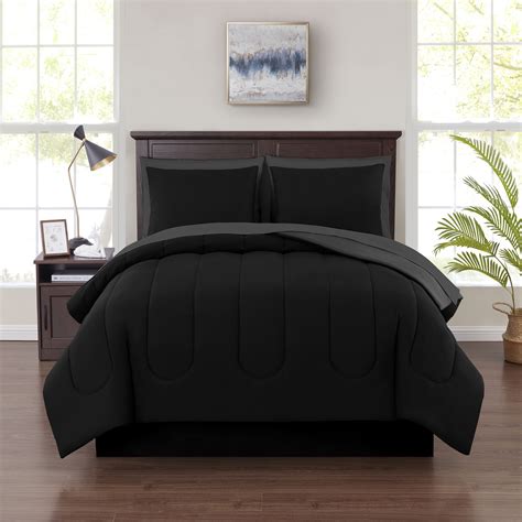 Mainstays Black 8 Piece Bed in a Bag Comforter Set With Sheets, King - Walmart.com