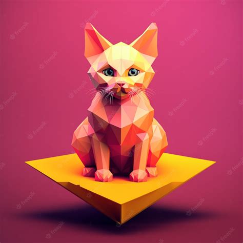 Premium AI Image | 3d polygon of a cat