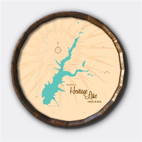 Heritage Lake Indiana Barrel End Map Art | Etsy