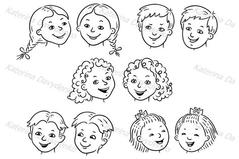 Kids Faces Emotions Clipart Set. Children Vector Illustration - Etsy