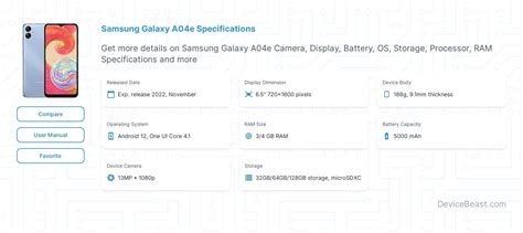 Samsung Galaxy A04e Specifications | DeviceBeast.com