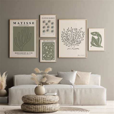 Sage Green Matisse Print Set, Sage Green Gallery Wall Art Set, Abstract ...