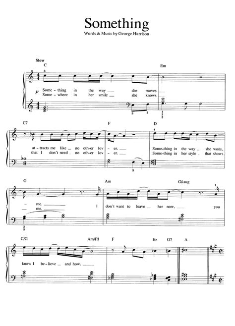 The Beatles SOMETHING Easy Piano Sheet music | Easy Sheet Music