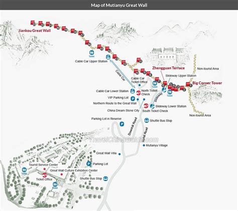 Map of Mutianyu Great Wall, Beijing China