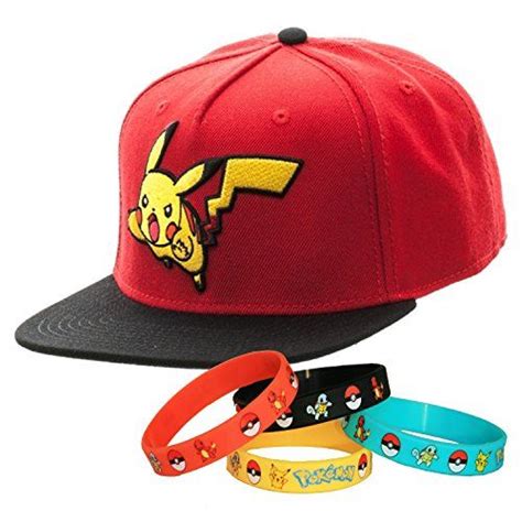 Pokemon Go Pikachu Character Snapback Cap Hat with Bracelet *** For ...