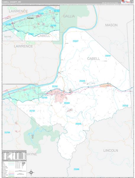 Cabell County, WV Wall Map Premium Style by MarketMAPS - MapSales