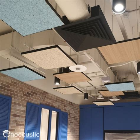 OFFICE PROJECT, SINGAPORE⁠ ⁠ Woodwool floating ceiling acoustic panels with a great visual ...