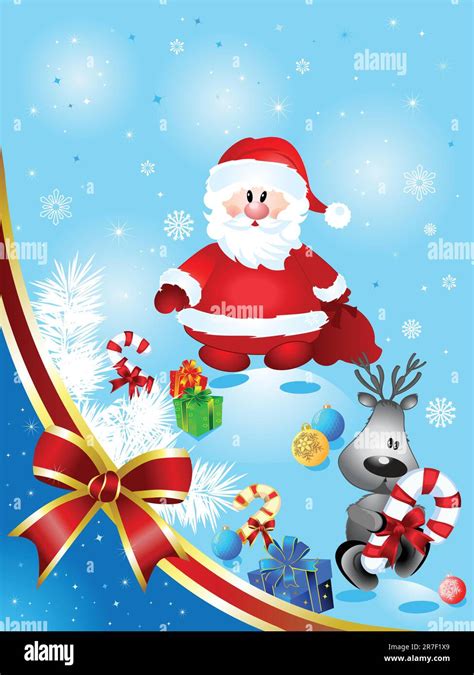 Santa Claus with deer, vector illustration Stock Vector Image & Art - Alamy