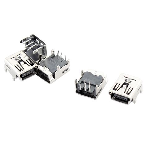 5 Pcs Mini USB Type B Female Socket 5-Pin Right Angle DIP Jack Connector Business, Industry ...