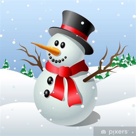 Wall Mural Cute cartoon snowman - PIXERS.CA