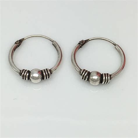 Silver wire hoop earrings for men, thin sterling silver hoop earrings ...