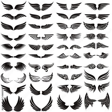 Angel wings icon vector set. fly illustration sign collection. pilot ...